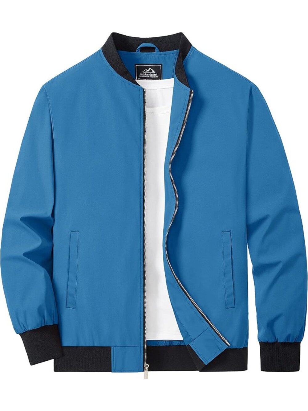 Men’s Z  Blue Green Lightweight Bomber Jacket Zip Up Casual Everyday Coat
